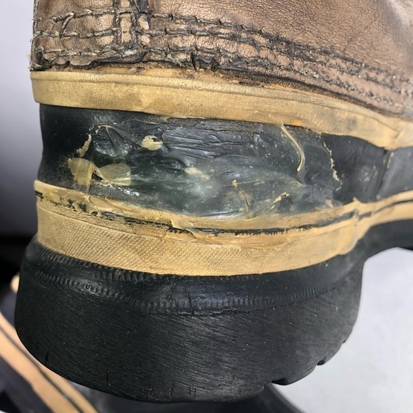 Sorel Caribou Tan Black Leather Rubber Lace Up Boots - Picture 8 of 9